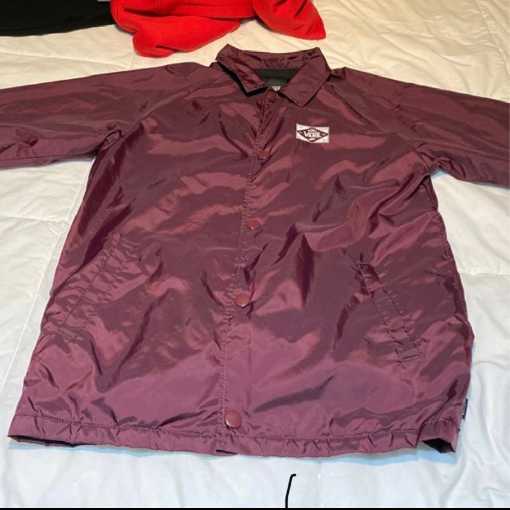 Vans Burgundy button up windbreaker kids- large